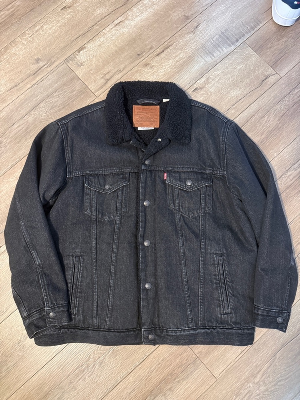 Levi's Black Sherpa Collar Denim Jacket